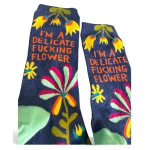 Blue Q "I'm A Delicate Flower" Socks, Sarcastic Attitude Colorful